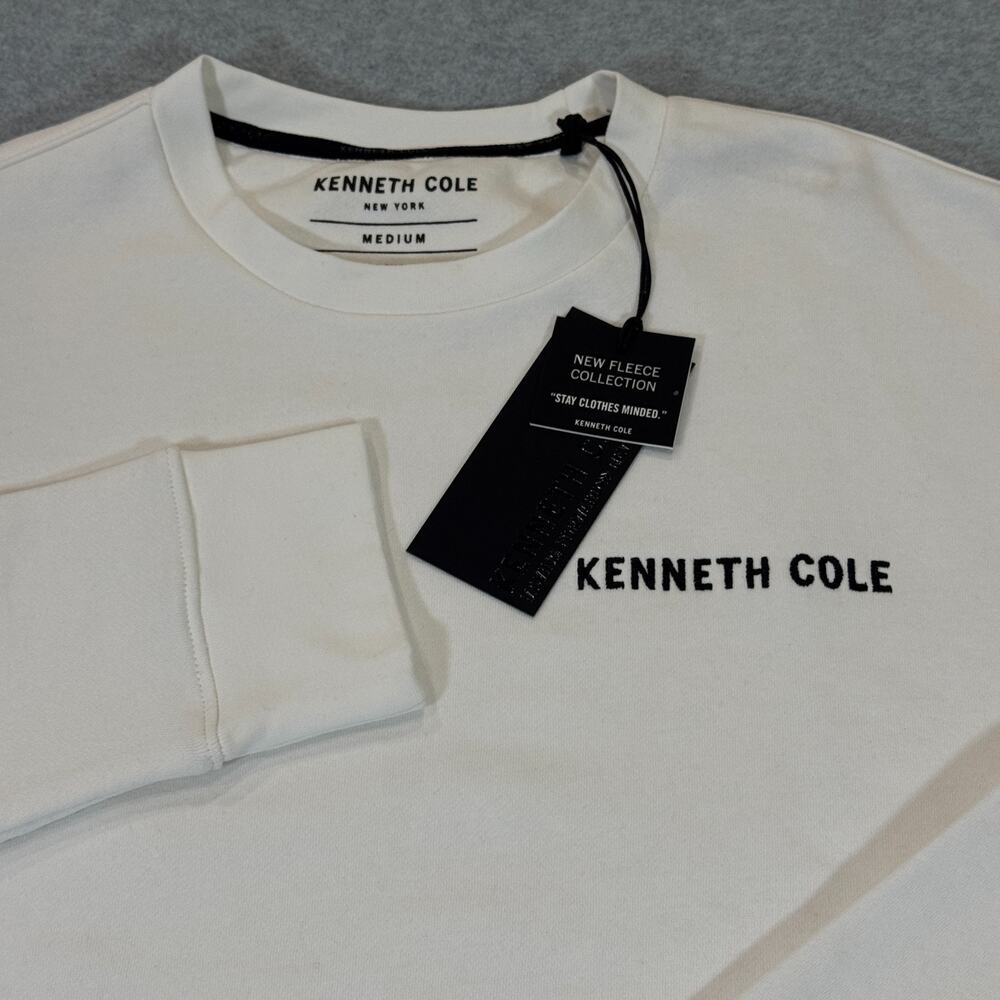 Kenneth Cole New York Men's Crewneck Fleece Sweatshirt Medium M White Vapor NWT